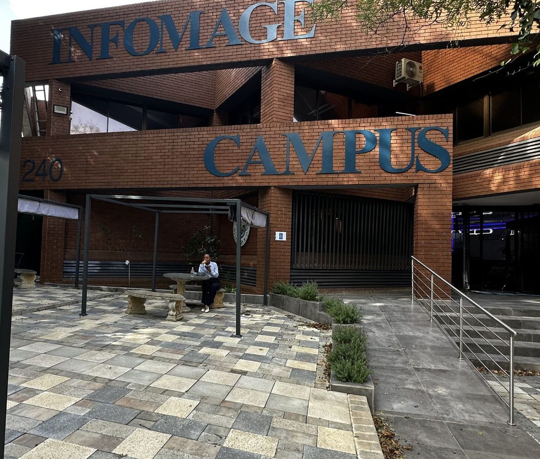The Infomage Campus entrance and signage