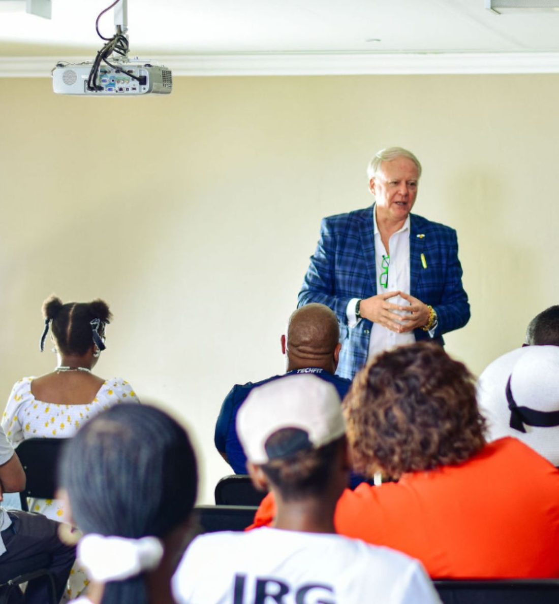 The IRG founder addressing learners at the Infomage Campus